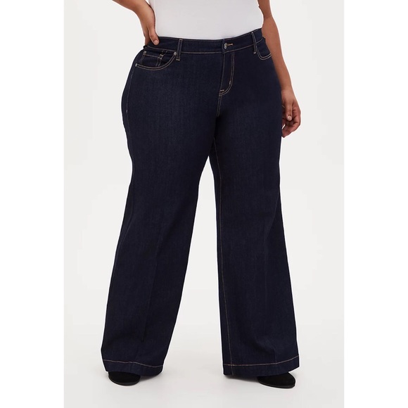 torrid Jeans Torrid 6t Wide Leg Jeans Dark Blue High Rise Tall Long